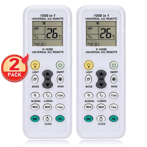 [2 Pack] Universal A/C Air Conditioner Remote Control for LG Panasonic Sharp Samsung Fujitsu Gree Aux Haier Midea Helton Hemilton Hisense Hitachi