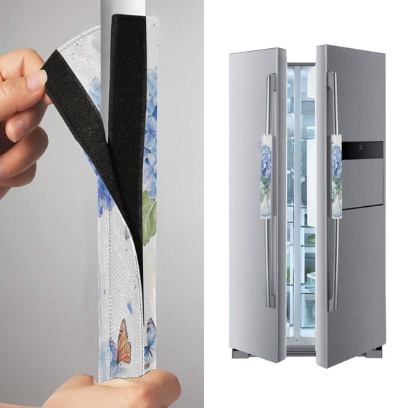 2 Pack Universal Adjustable Appliance Handle Covers for Fridge Oven Dishwasher Kitchen Decor Hydrangeas and Butterflies