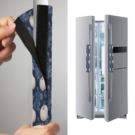 2 Pack Universal Adjustable Appliance Handle Covers for Fridge Oven Dishwasher Kitchen Decor Watercolor White Pumpkins