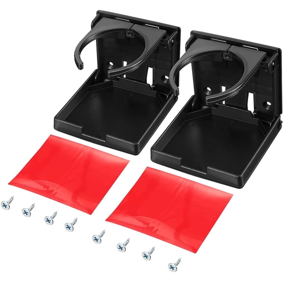 2 Pack Universal Adjustable Folding Drink Holder with Screws for Holding Mugs, Large Drinks and Almost Any Size Bottle, Adjustable Cup Holder for Boat/Car/Trucks/RVs/Vans/Home/Leisure Centre
