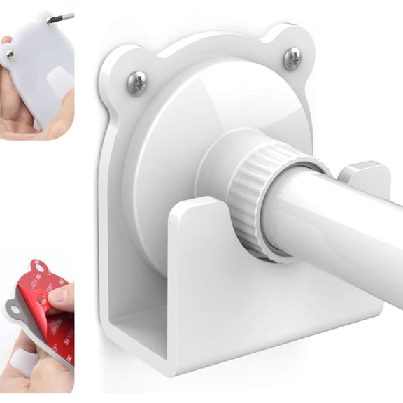 2 Pack Universal Cartoon Style Acrylic 3M Adhesive Wall Mount Holder for Shower Curtain Rod (Shower Curtain Rod Not Included) (White)