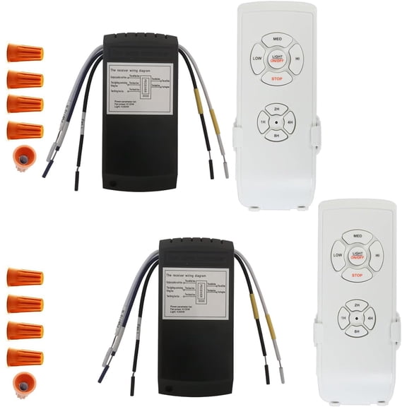2 Pack Universal Ceiling Fan Remote Control Kits,Fan Speed,Light and Timing 3 in 1 Wireless Remote for Hunter Honeywell and Other Ceiling Fan Lamps