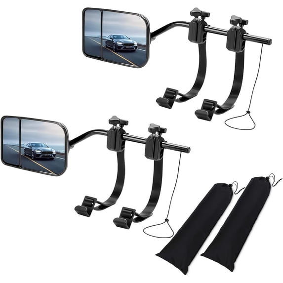 2 Pack Universal Clip On Towing Mirrors, Convex Trailer Tow Mirrors Extension for Trucks SUVs RVs, Adjustable Dual Rear View Side Mirrors for Towing a Trailer