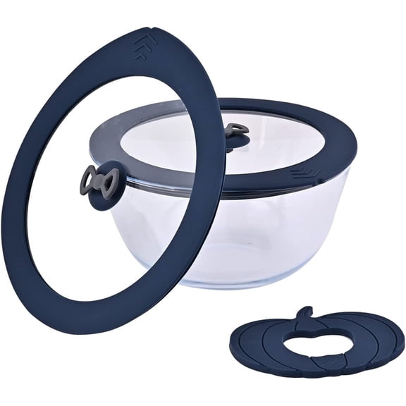 2 Pack Universal Cookware Glass Bowl Lid Silicone Storage Cover Leakproof Replacement for 7.4-7.6 inch Inside Diameter of Containers