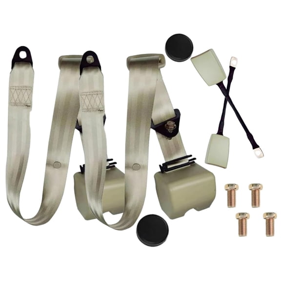 2 Pack Universal Fit Seat Belt 3 Point Retractable Safety Belt, Adjustable Car Seatbelt Lap Shoulder Beige