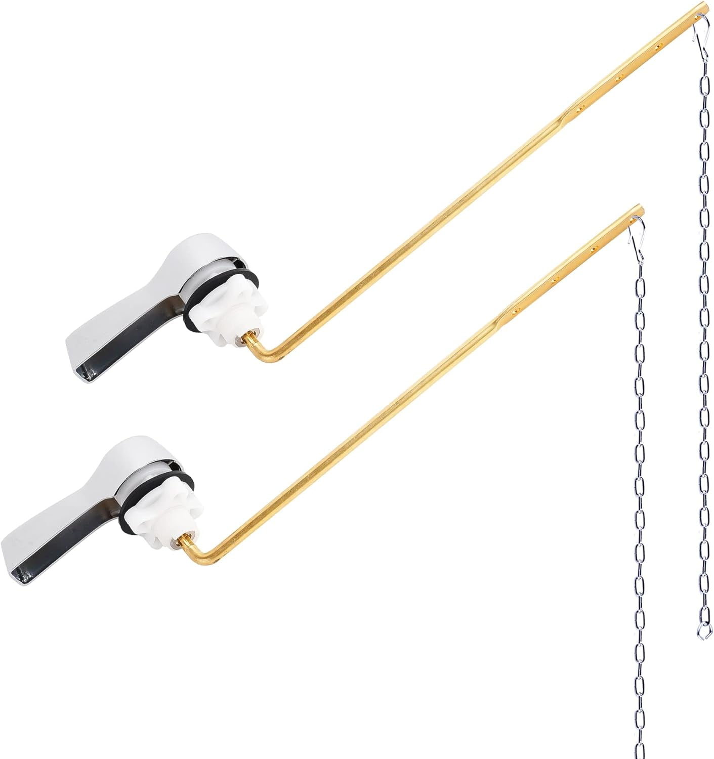 2 Pack Universal Front Mount Toilet Handle Tank Flush Lever Replacement Handle with 2 Pieces