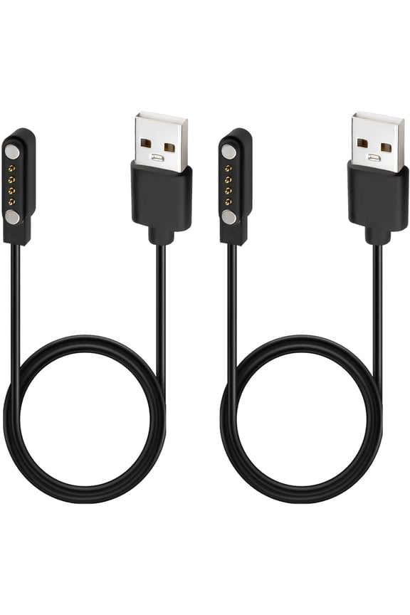 2-Pack Universal Magnetic Charger Cable for Smart Watch, 4-Pin 7.62mm Pin-Pitch Fast Charging Replacement Cord for Smartwatch, Fitness Tracker, Bone Conduction Headphones, Smart Glasses Accessories