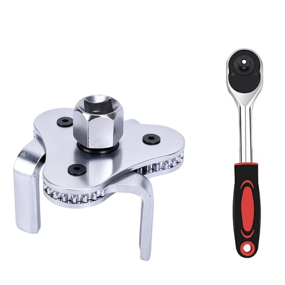 2-Pack Universal Oil Filter Wrench & Ratchet, 3-Jaw Tool for Auto & Truck Engines