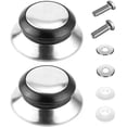 thumbnail image 1 of 2-Pack Universal Pot Lid Knob, Bakelite & Stainless Steel Heat Resistant Replacement Handle, Fits 6mm Hole(DSF), 1 of 6