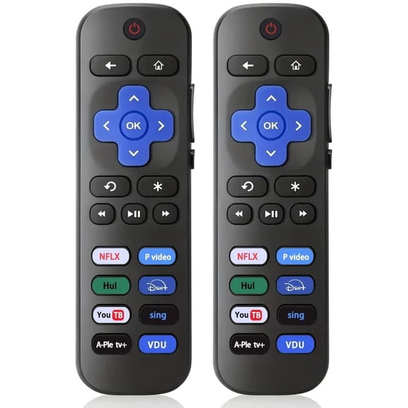 (2 Pack) Universal Remote Control Replacement – Compatible with Roku TVs – TV Remote with 8 Shortcut Keys (Not Compatible with Roku Stick/Player/Box)