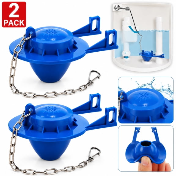 2 Pack Universal Toilet Tank Flapper - 2 inch Easy to Install Toilet Flapper Replacement for Leak-Free Performance, Blue