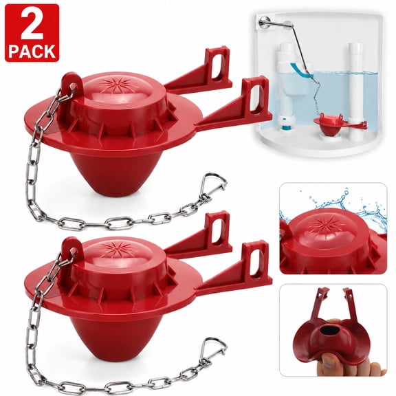 2 Pack Universal Toilet Tank Flapper - 2 inch Easy to Install Toilet Flapper Replacement for Leak-Free Performance, Red