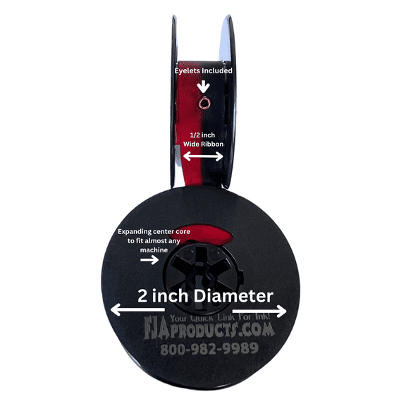 2-Pack Universal Typewriter Ribbon - 1/2" Black and Red Typewriter Ribbon with 2" Spools - Fits most Vintage Typewriters including Royal, Brother, Remington, Underwood, Smith-Corona, Olympia, and More