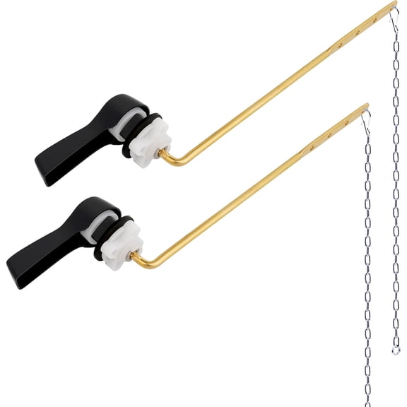 2 Pack Universal ront Mount Toilet Handle Tank lush Lever Replacement with Pieces Stainless Steel lapper Chains or Most Toilets - Matte Black inish
