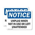 thumbnail image 1 of (2 Pack) Unplug When Not In Use Or Left Unattended OSHA Notice Sign 14 Inch X 10 Inch Plastic Sign, Weather Resistant, UV Protected for Workplace, Business, and Construction Site, Made in the USA, 1 of 8