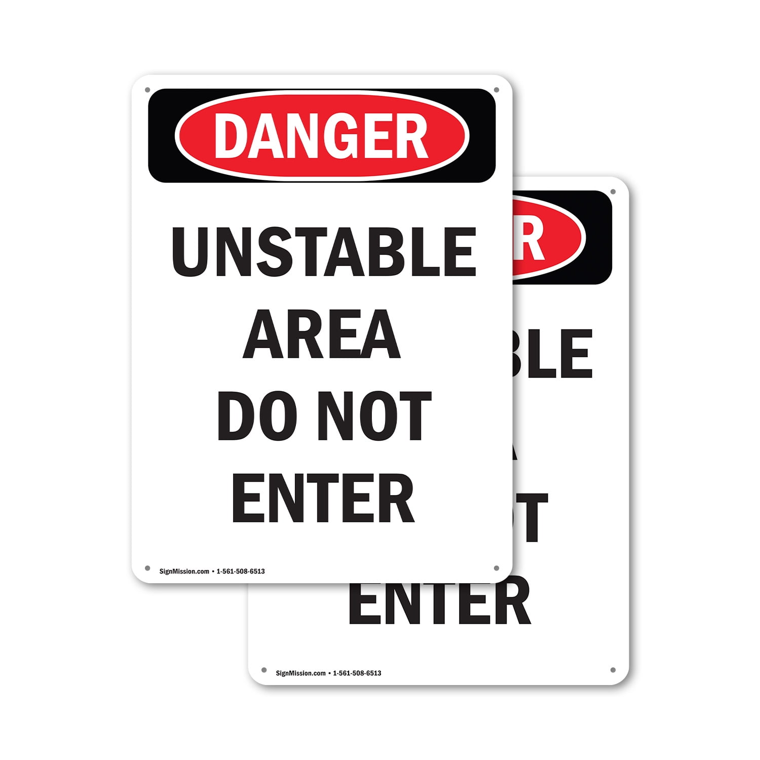 (2 Pack) Unstable Area Do Not Enter OSHA Danger Sign 7 Inch X 10 Inch ...
