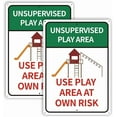 thumbnail image 1 of 2 Pack Unsupervised Play Area at Own Risk Sign Caution Safety Signs, 1 of 4