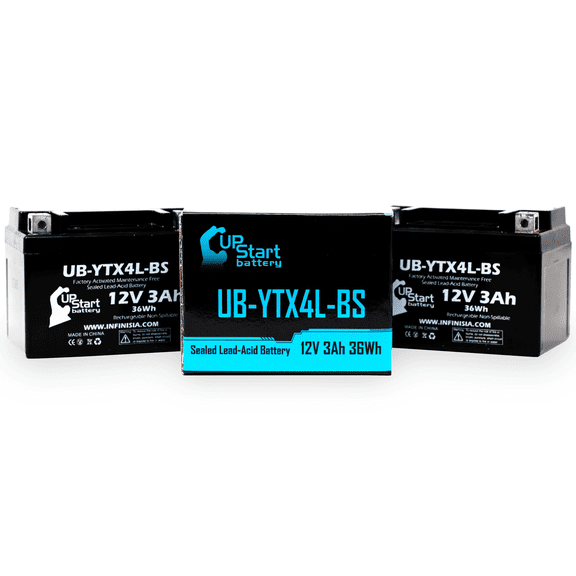 2-Pack UpStart Battery Replacement 2000 Gas Gas Pampera 320CC Factory Activated, Maintenance Free, Motorcycle Battery - 12V, 3Ah, UB-YTX4L-BS