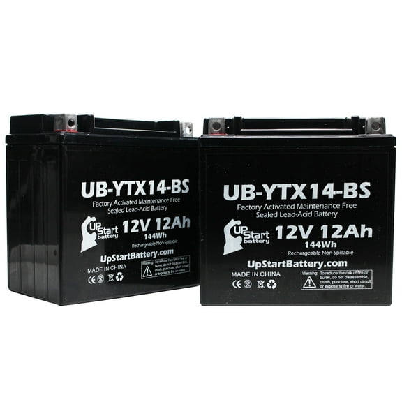 2-Pack UpStart Battery Replacement 2003 Honda A.C.E. Deluxe 750 CC Factory Activated, Maintenance Free, Motorcycle Battery - 12V, 12AH, UB-YTX14-BS