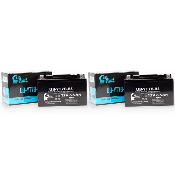 2-Pack UpStart Battery Replacement 2003 Suzuki DR-Z400, E, S, SM 400CC Factory Activated, Maintenance Free, Motorcycle Battery - 12V 6Ah, UB-YT7B-BS