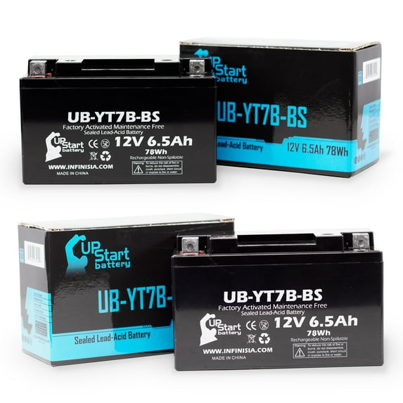 2-Pack UpStart Battery Replacement 2005 Yamaha YFZ450 450CC Factory Activated, Maintenance Free, ATV Battery - 12V, 6Ah, UB-YT7B-BS