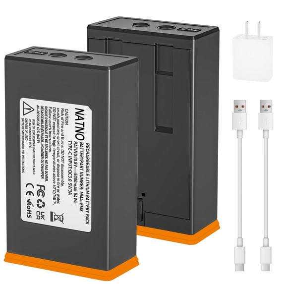 2 Pack Upgrade 5000mAh Battery for Moultrie Edge Cellular Trail Camera Battery Pack, Compatible with Moultrie Edge 2 / Edge 2 Pro / Edge / Edge Pro Trail Hunting Cameras, Include Cable + Wall Plug