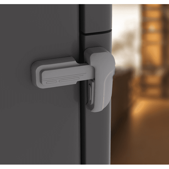 2 Pack Upgrade Child Proof Refrigerator Lock with Two Ways to Open, Home Fridge Freezer Door Lock Latch Catch to Keep Door Closed, no Tools Need or Drill (Grey)