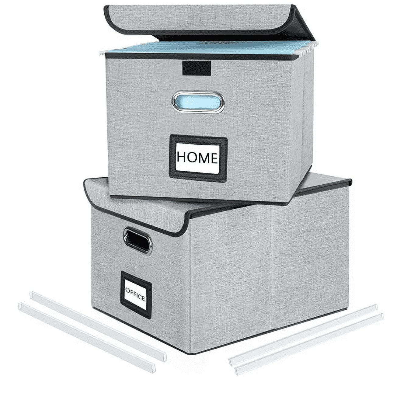 DERCLIVE 2 Pack File Storage Organizer Box with Lid, Portable ...