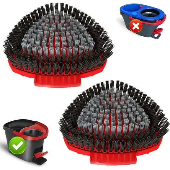 2 Pack Upgrade Scrub Brush Replace Heads Compatible with O Cedar EasyWring 1 Tank Spin Mop,Mop Replacement Scrubber Head Brush,Floor Cleaning Brush,More Layers of Bristles for Bathroom, Deck, Kitchen