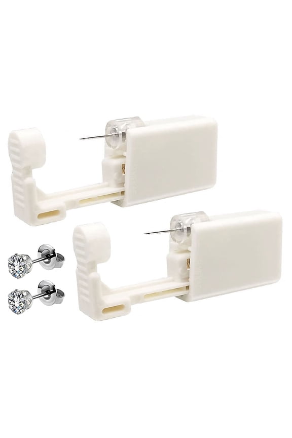 2 Pack Upgrade The New Self Ear Piercing Kit, Disposable Safety Self Ear Piercing Gun Tool with Earring Studs Gifts for Piercing (5mm)