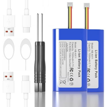 2 Pack Upgraded 7000mAh Rechargeable Battery for AOSU Doorbell Camera Battery, Compatible with AOSU Doorbell Camera V8S, V8P, V8P1AX11, V8S1AX11(Include USB-C Cable and Installation Kit)