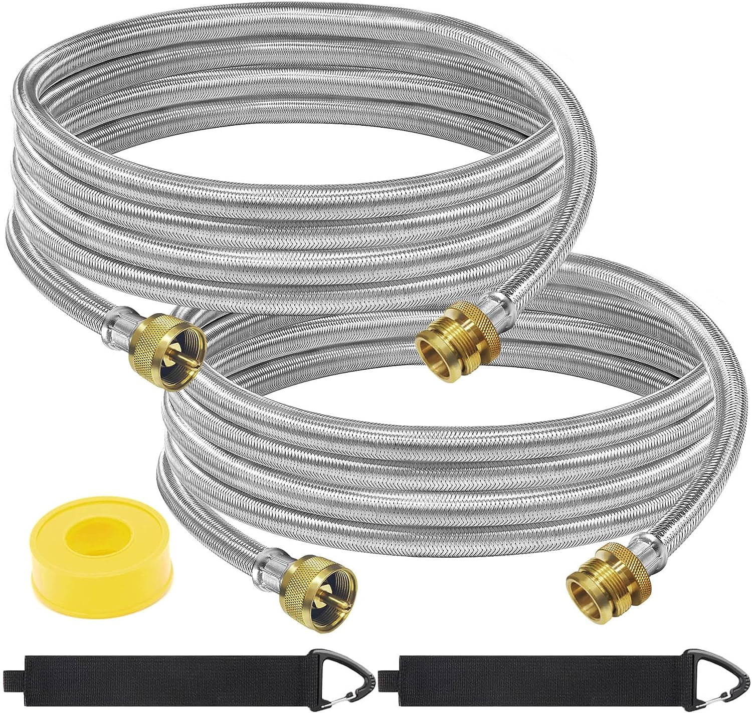 2 Pack Upgraded Stainless Braid 12 Ft Propane Torch Extension Hose for