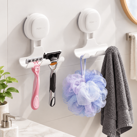 2 Pack Upgraded Suction Cup Holder For Shower Waterproof Black
