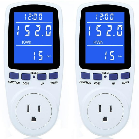 2 Pack Upgraded Watt Meter Power Meter Plug Home Electricity Usage Monitor, Electrical Usage Monitor Consumption, Energy Voltage Amps Kill Meter Tester with Backlight, 7 Modes Display