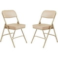 2 Pack Upholstered Premium Folding Chairs with Metal Frame and Fabric