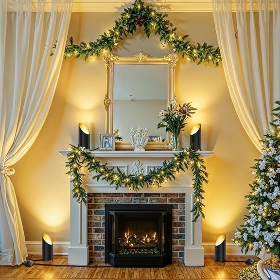 2 Pack Uplighting Spotlights with GU10 Bulbs - Adjustable 3000K/4000K/6000K, Indoor Floor Can Lights with 5.9 FT Cord & Foot Switch, Black$$Tools & Hardware Other