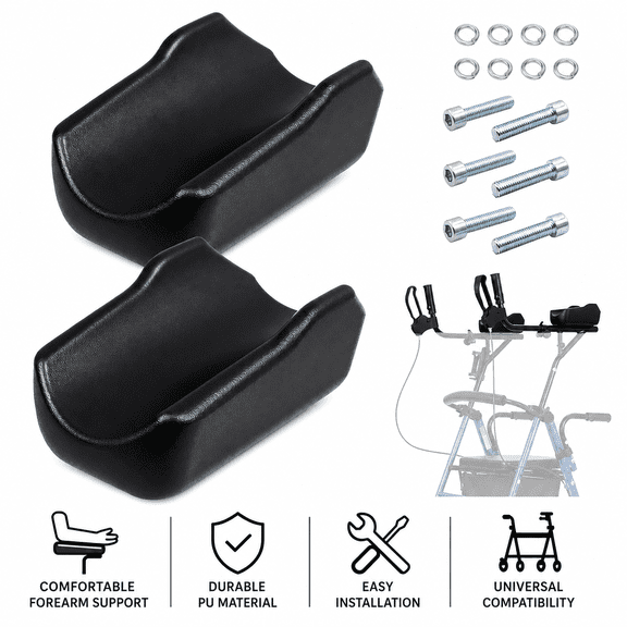 PERFECTREE 2 Pack Upright Walker Armrest Pads Replacement, Universal Soft PU Forearm Cushion for Stand Up Rollator Walkers