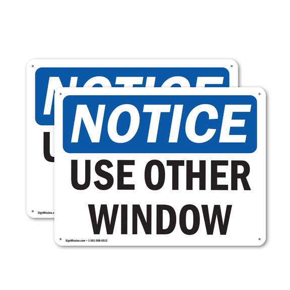 (2 Pack) Use Other Window OSHA Notice Sign 24 Inch X 18 Inch Plastic Sign, Weather Resistant, UV Protected for Workplace, Business, and Construction Site, Made in the USA