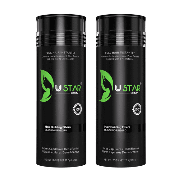 2 Pack - Ustar Hair Building Fiber Black 0.97 oz/27.5 g