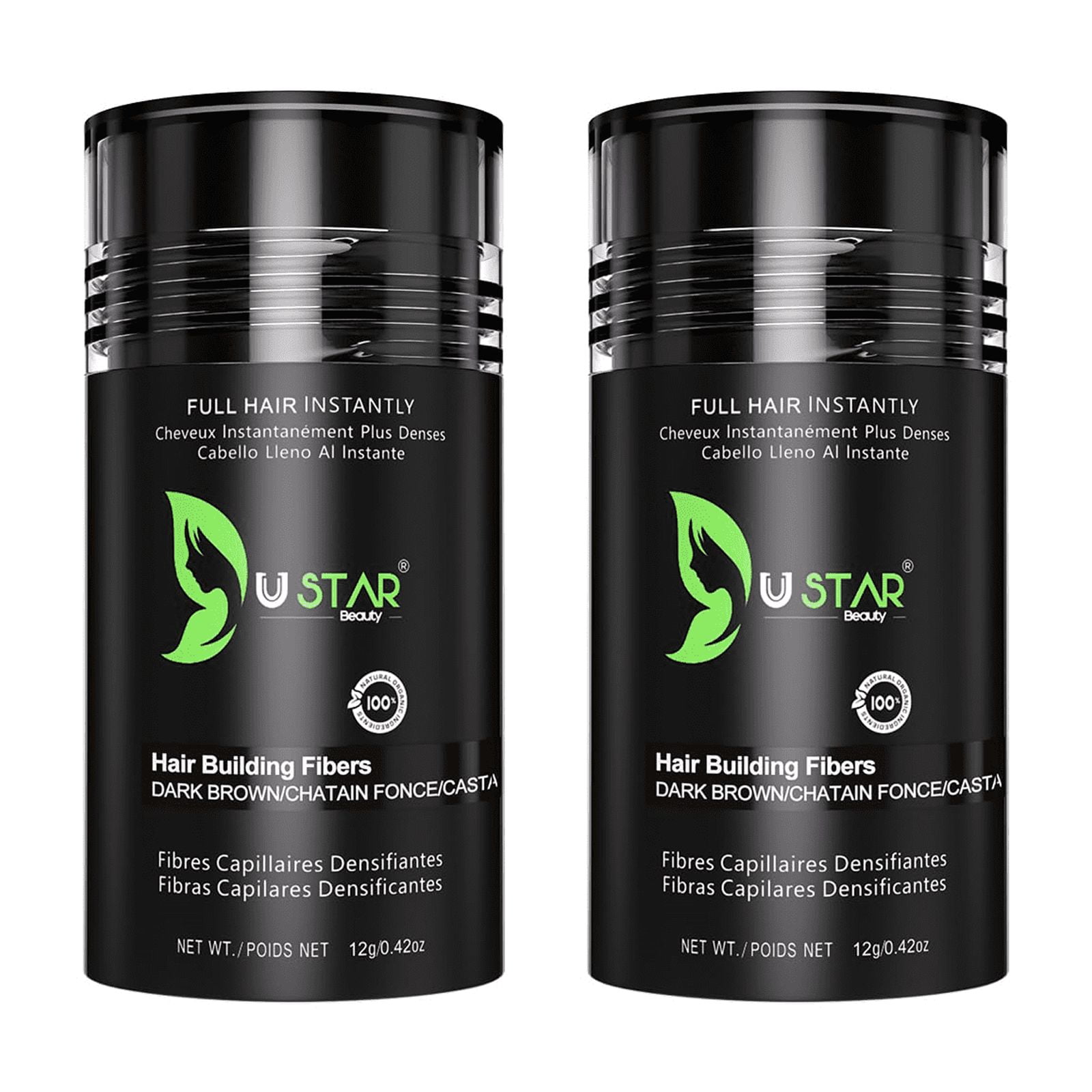 2 Pack - Ustar Hair Building Fiber Dark Brown 0.42 oz/12 g
