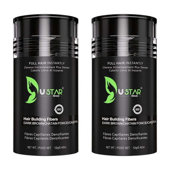 2 Pack - Ustar Hair Building Fiber Dark Brown 0.42 oz/12 g