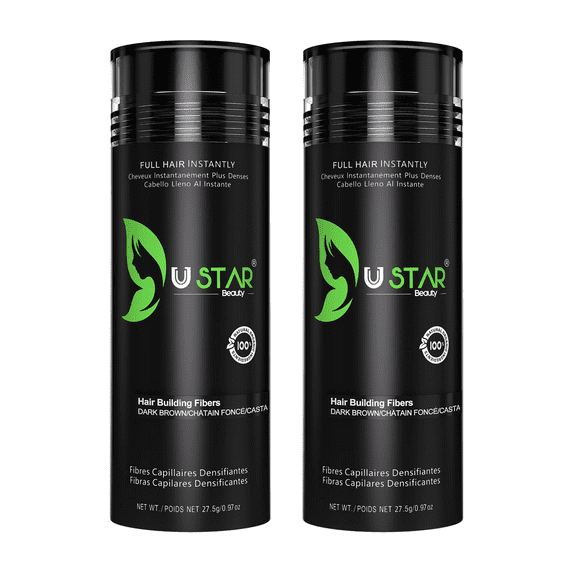 2 Pack - Ustar Hair Building Fiber Dark Brown 0.97 oz/27.5 G