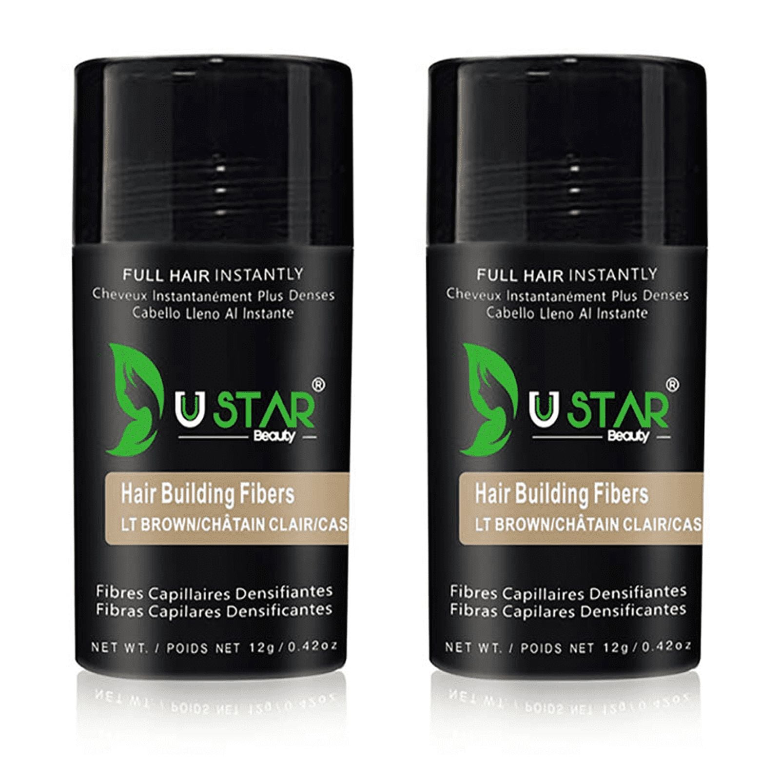2 Pack - Ustar Hair Building Fiber Light Brown 0.42 oz/12 g