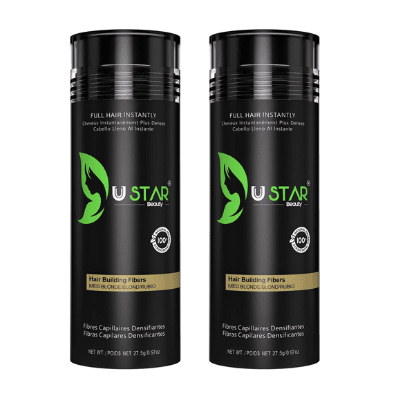 2 Pack - Ustar Hair Building Fiber Medium Brown 0.97 oz/27.5 g