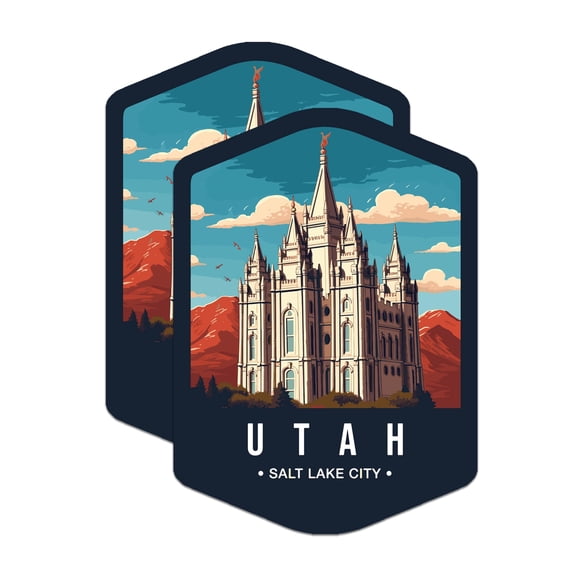 (2 Pack) Utah State and Capitol Stickers - UT State Sticker - Choose from 50 States - 5" On Longest Side - Premium Vinyl - for Cars, Trucks, Skateboards, Laptops - Made in USA - BMCS1500