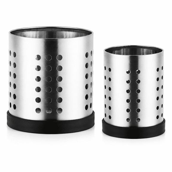 2 Pack Utensil Drying Racks, Stainless Steel Utensil Holder, Sink Silverware Holder, Utensil Drying Basket, Kitchen Countertop Flatware Strainer, Silverware Dryer, Silver (Small + Large)