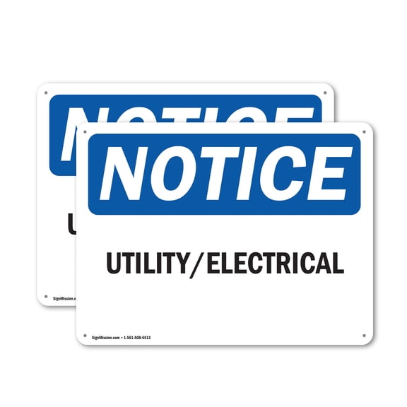 (2 Pack) Utility Electrical OSHA Notice Sign 24 Inch X 18 Inch Plastic Sign, Weather Resistant, UV Protected for Workplace, Business, and Construction Site, Made in the USA