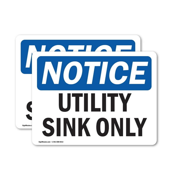(2 Pack) Utility Sink Only OSHA Notice Sign 5 Inch X 3.5 Inch Vinyl Label Decal Sticker Weather Resistant, UV Protected for Workplace, Business, and Construction Site, Made in the USA