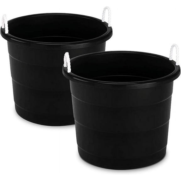 2-Pack Utility Tub, Large Plastic Storage Bucket with Rope Handles, 17 Gallon, Black Visit the HOMZ Store