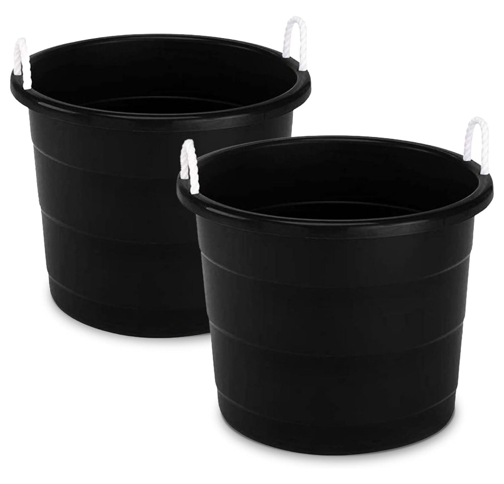 2-Pack Utility Tub, Large Plastic Storage Bucket with Rope Handles, 17 ...